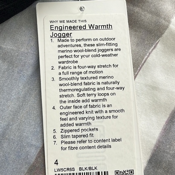 Lululemon Engineered Warmth Jogger size 4 Black - Picture 9 of 9